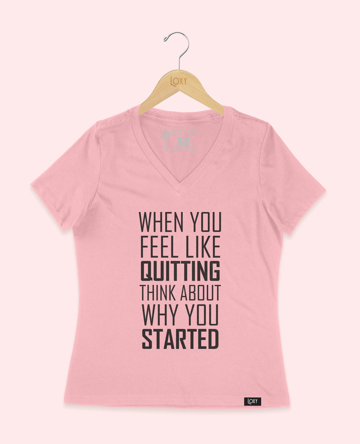 Pink V-neck 6405 When You Feel Like Quitting - White.webp