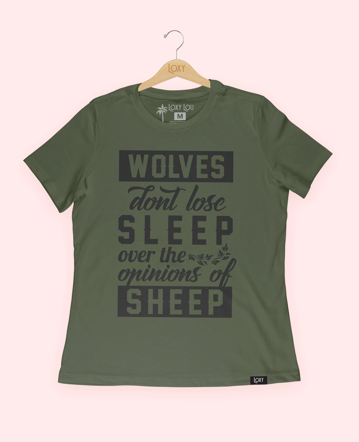 Military Green Tee 6400 Wolves don&#39;t lose sleep - white.webp