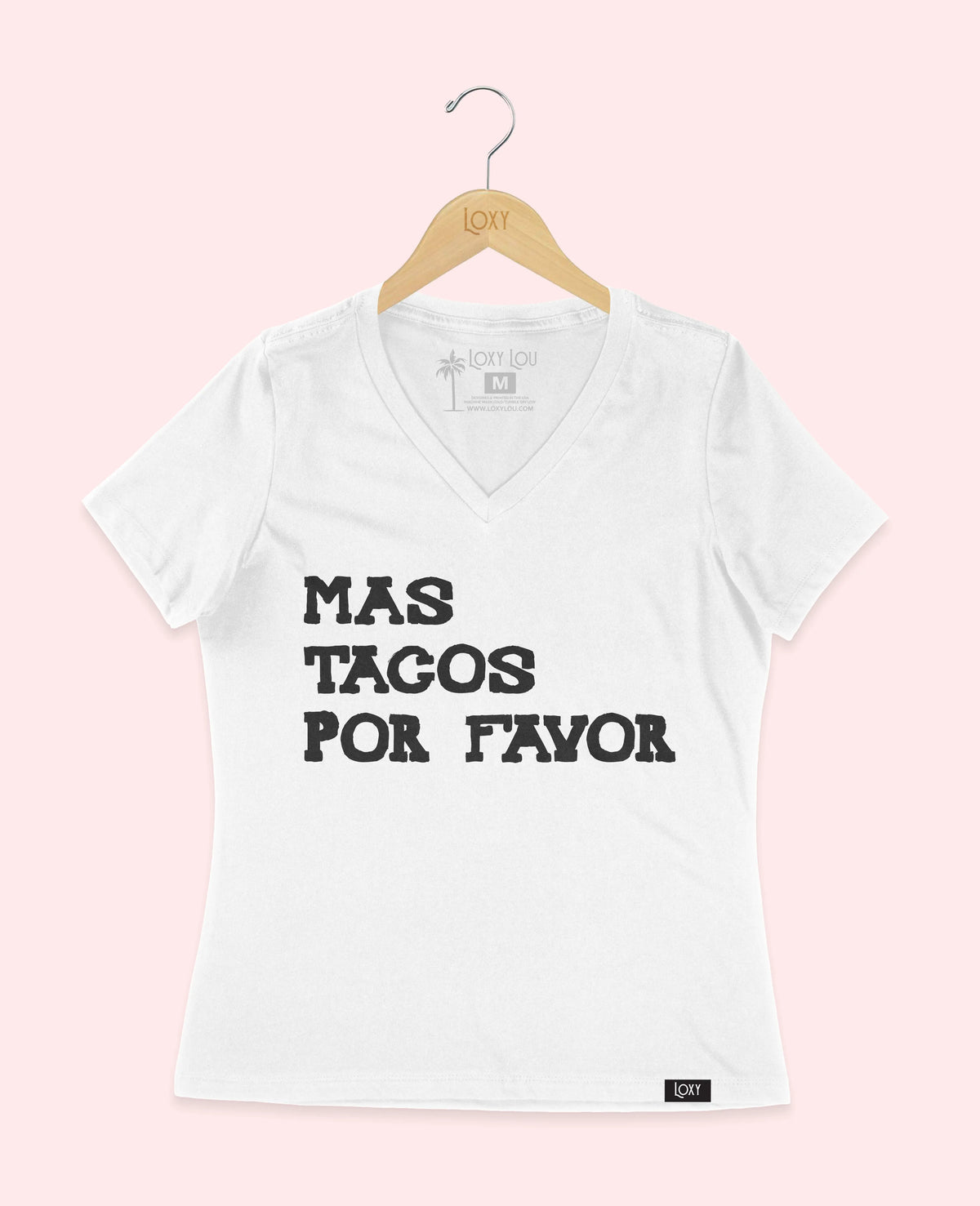 White V-neck 6405 Mas Tacos Por Favor - Black.webp