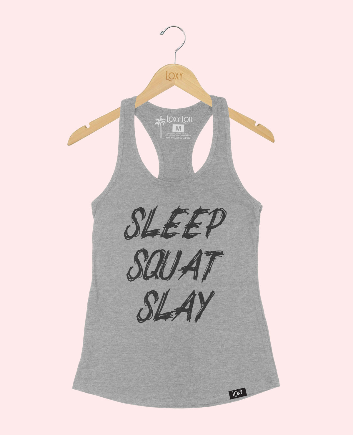 Heather Gray Tank Top 1533 Sleep Squat Slay - White.webp