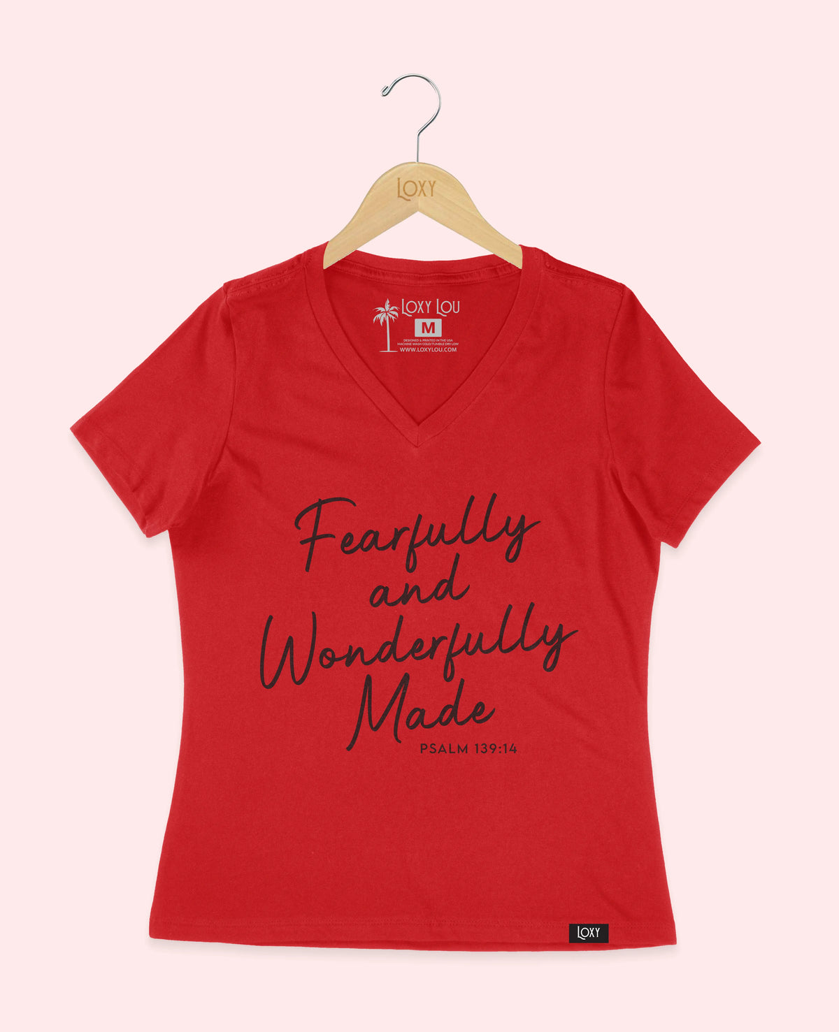 Red V-neck 6405 Fearfully and Wonderfully Made - Black.webp