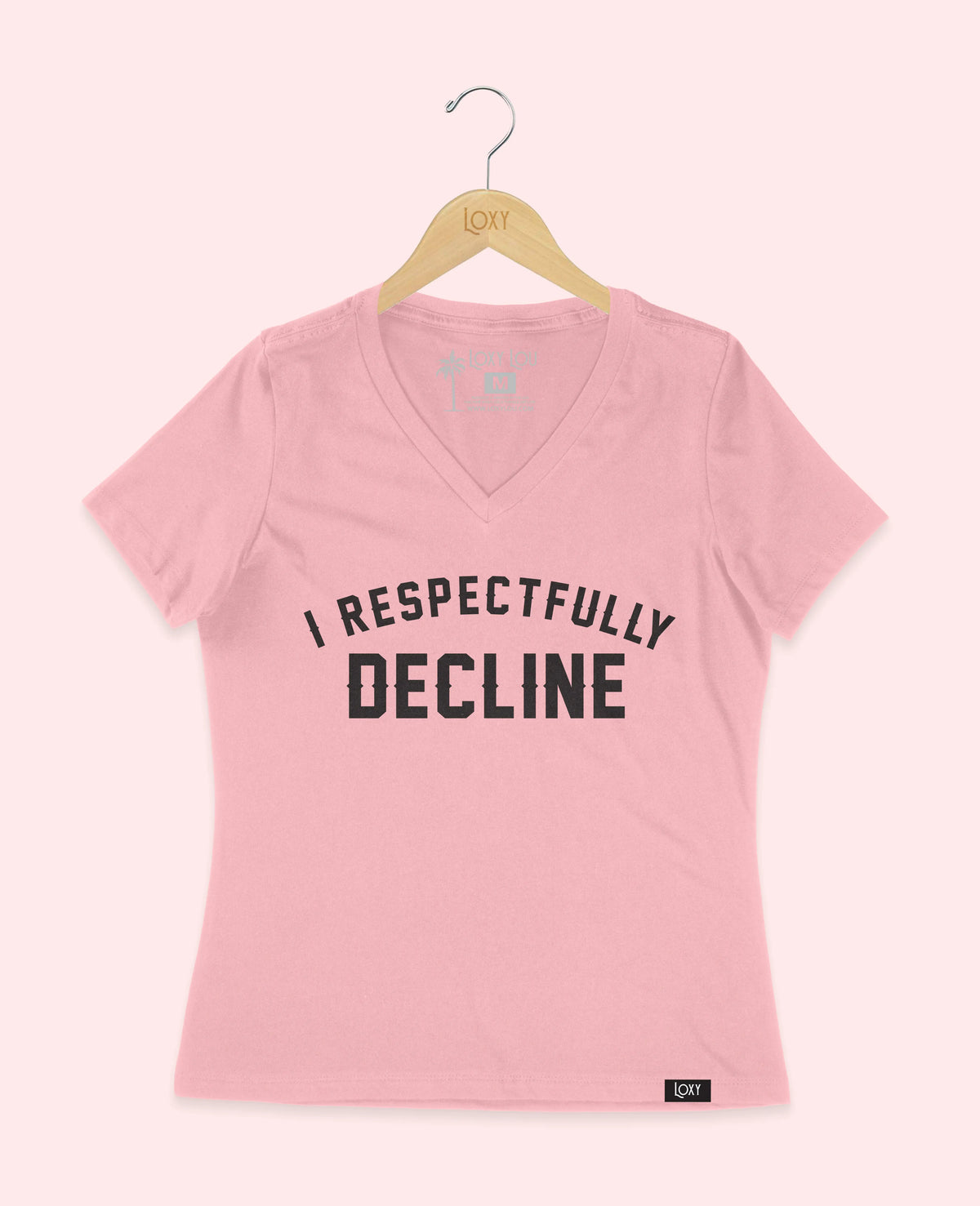 Pink V-neck 6405 I respectfully decline - black.webp