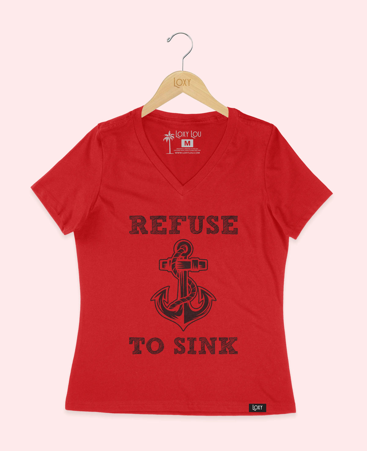 Red V-neck 6405 Refuse to Sink Black.webp