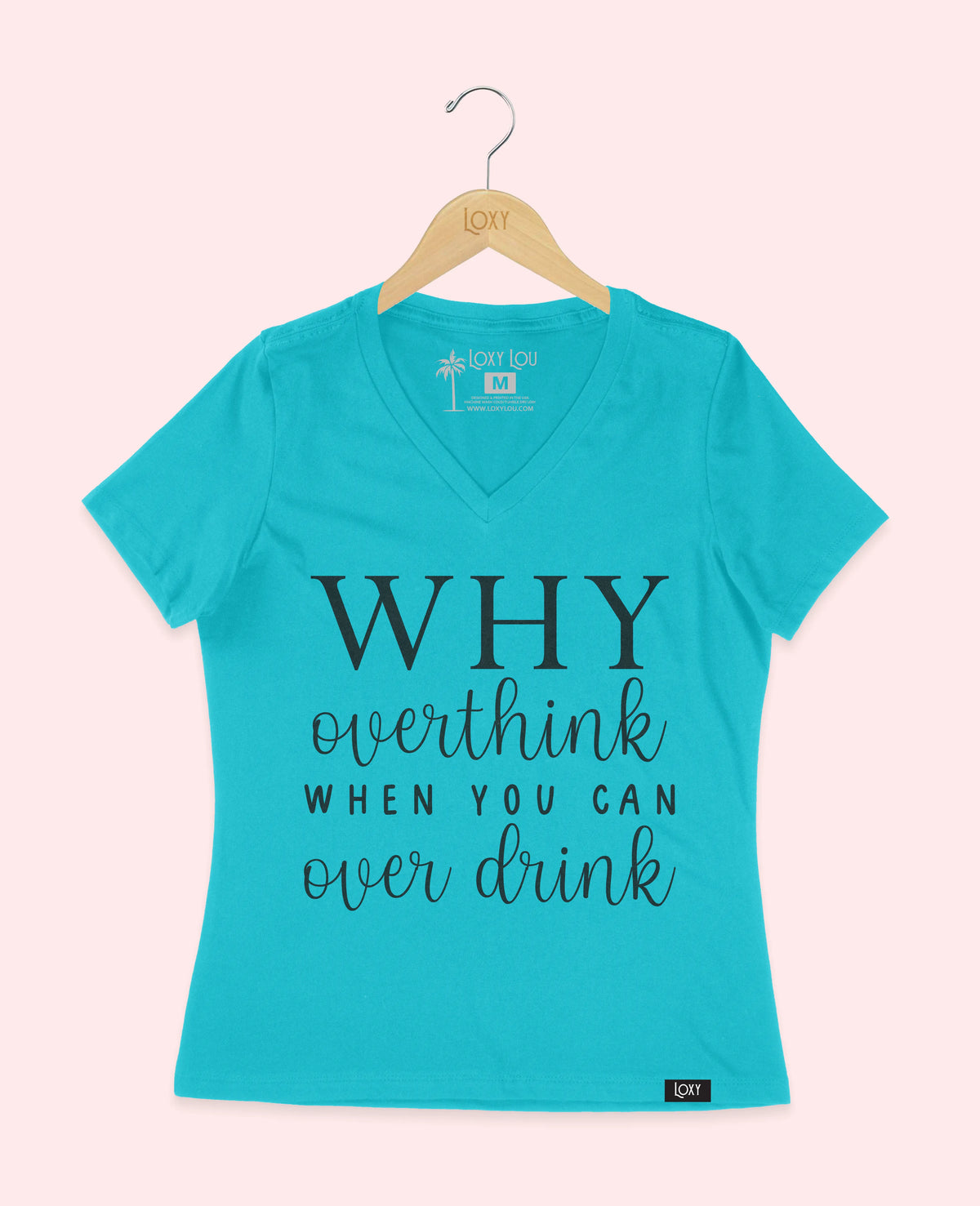 Turquiose V-neck 6405 Why Overthink - Black.webp