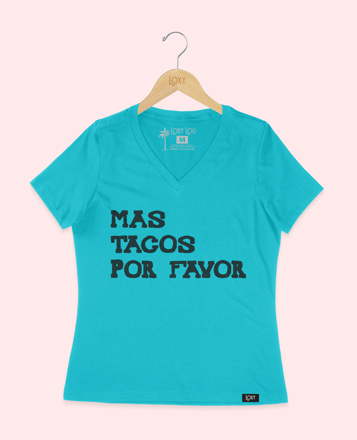 Turquiose V-neck 6405 Mas Tacos Por Favor - Black.webp