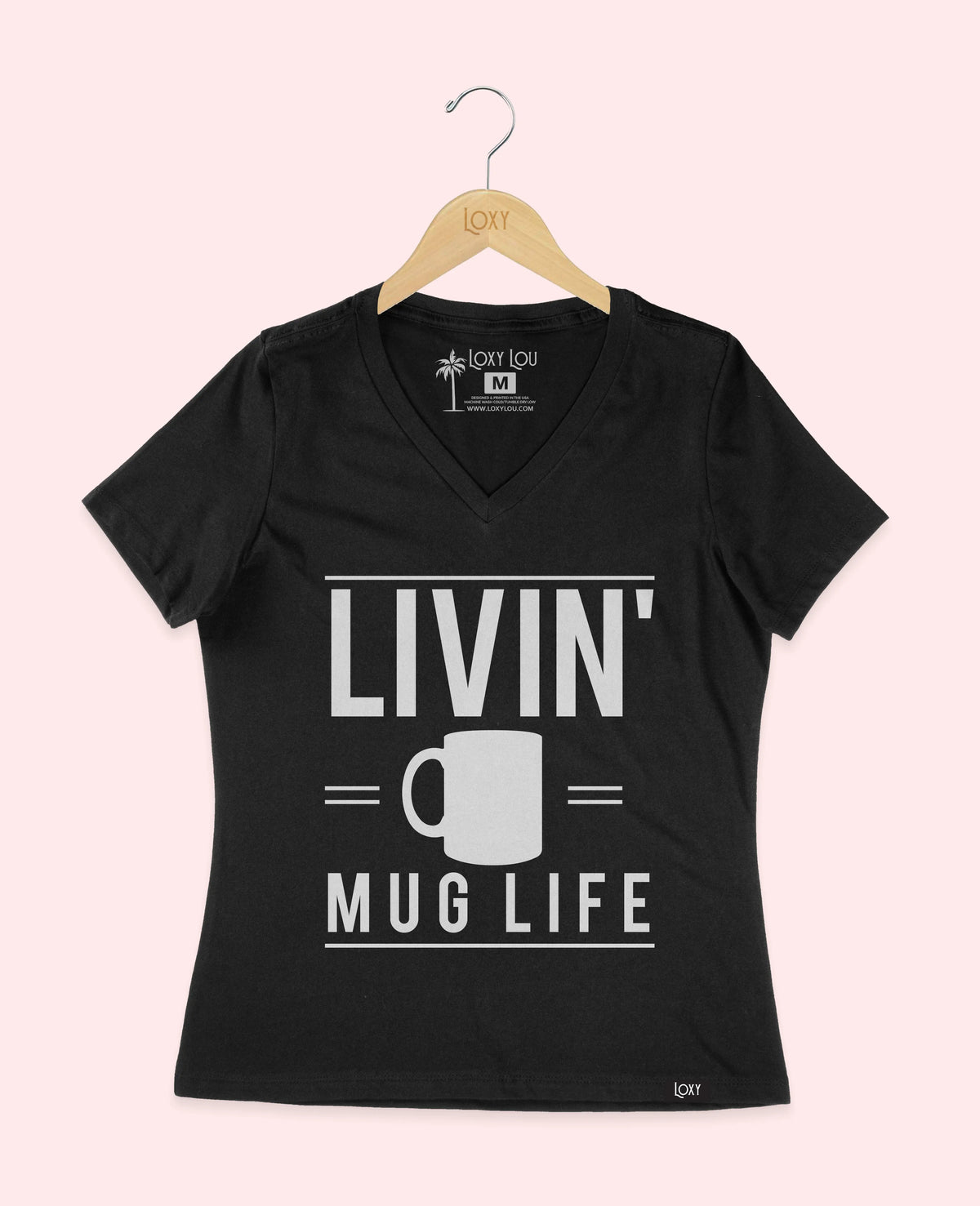 Black V-neck 6405 livinmuglife1bk.webp