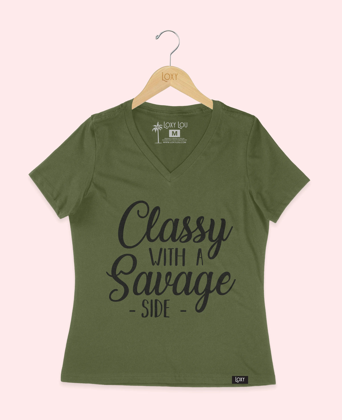 Military Green V-neck 6405 Classy as savage.webp