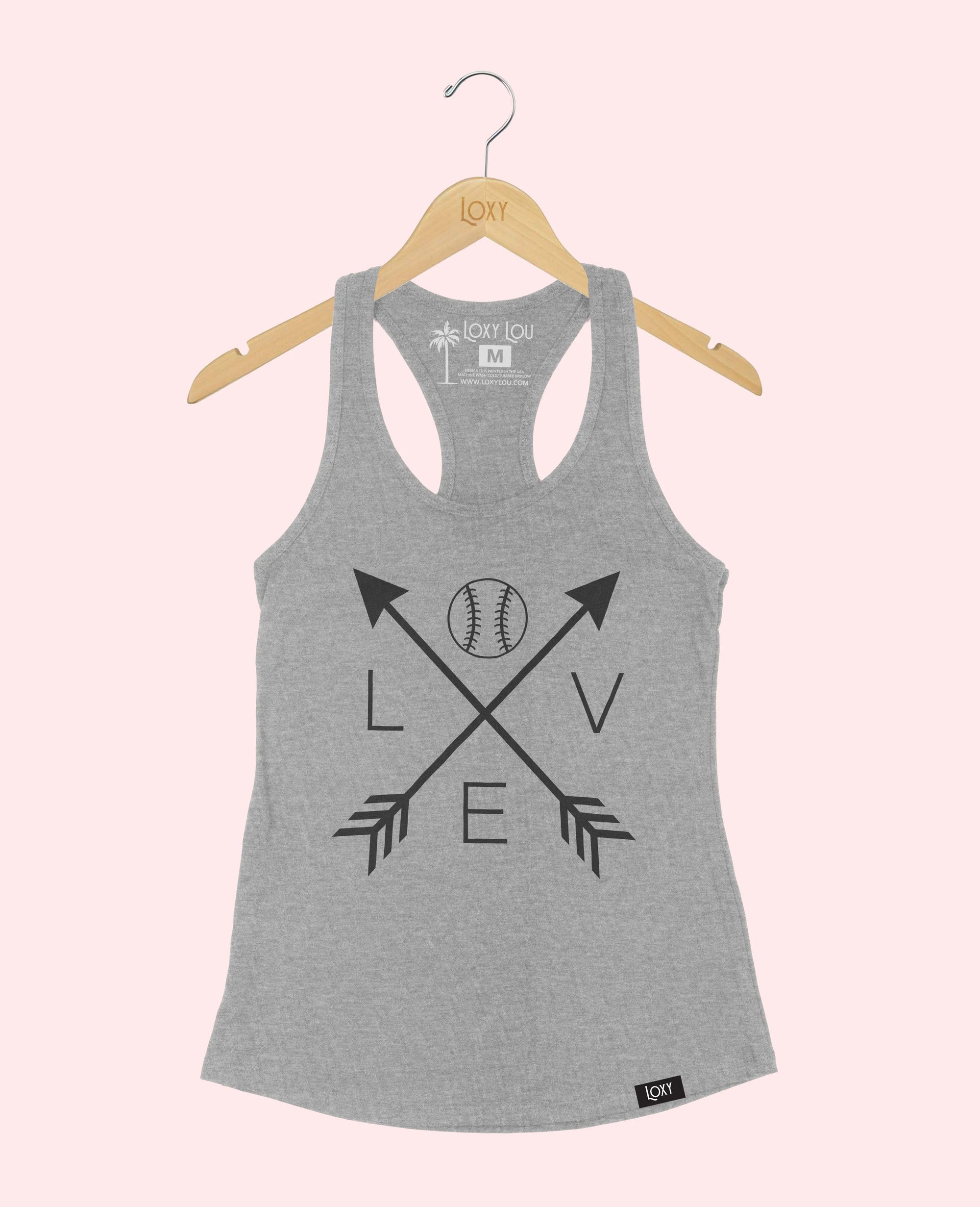 Heather Gray Tank Top 1533 LoveBaseballArrows-Black.webp