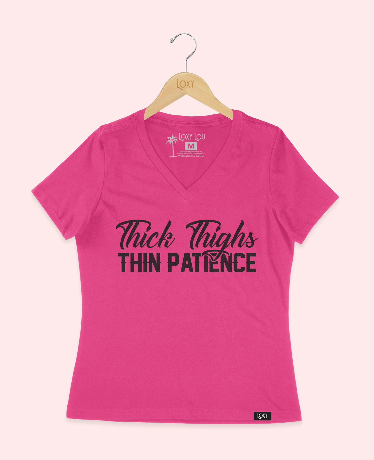 Berry V-neck 6405 Thick Thighs Thin Patience - Black Logo.webp