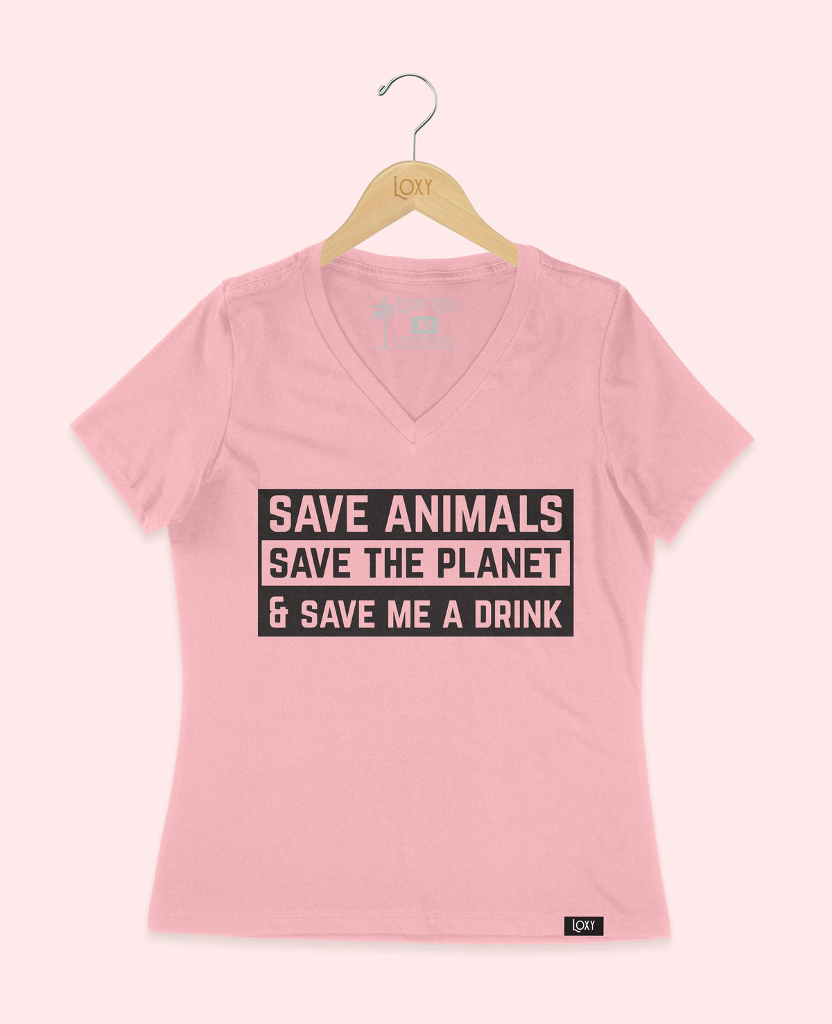 Pink V-neck 6405 save animales black.webp