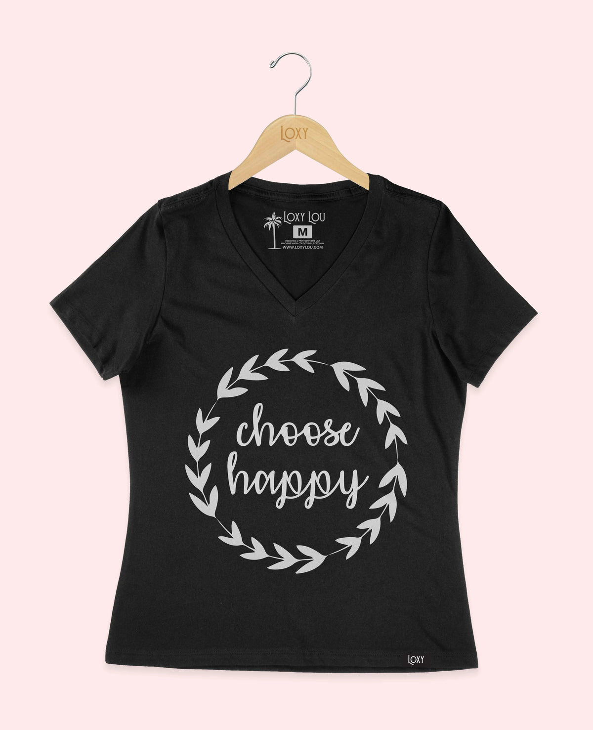 Black V-neck 6405 Choose Happy - White.webp