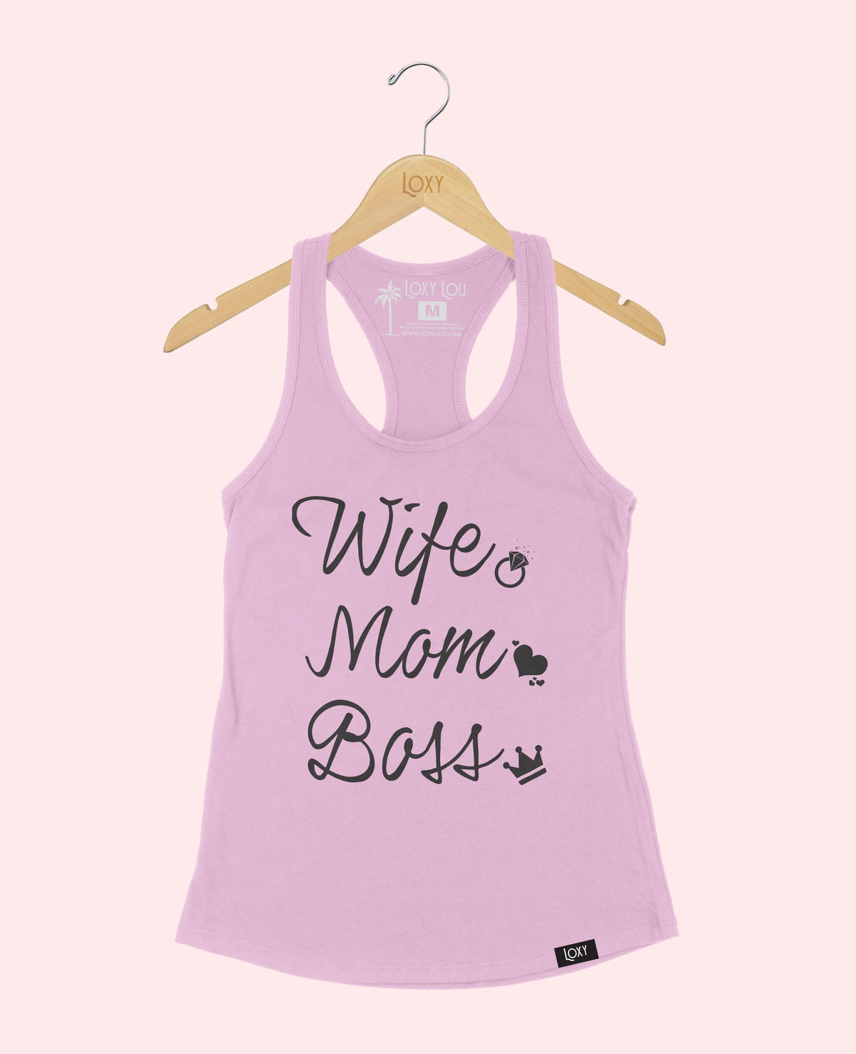 Lavender Tank Top 1533 wife mom boss logo - white.webp