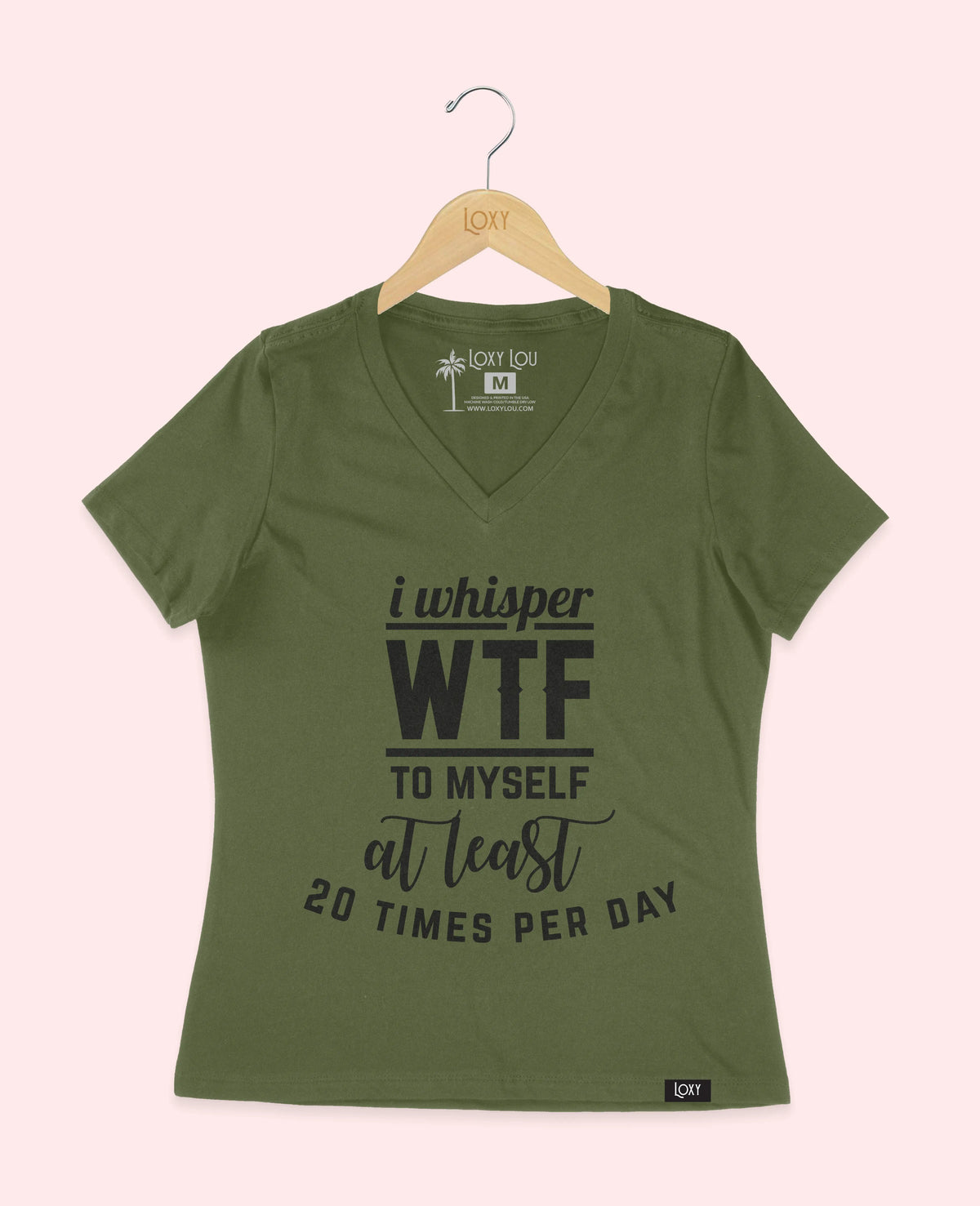 Military Green V-neck 6405 I Whisper WTF - White.webp