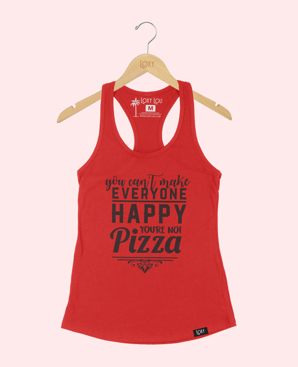 Red Tank Top 1533 you cant make everyone PIZZA - black logo.webp