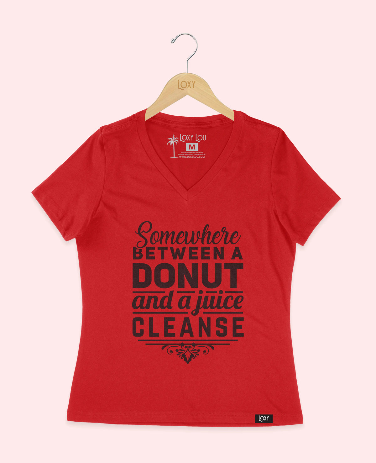 Red V-neck 6405 Somwhere between a donut white.webp