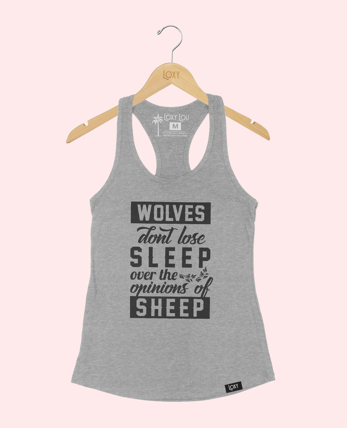 Heather Gray Tank Top 1533 Wolves don&#39;t lose sleep - white.webp