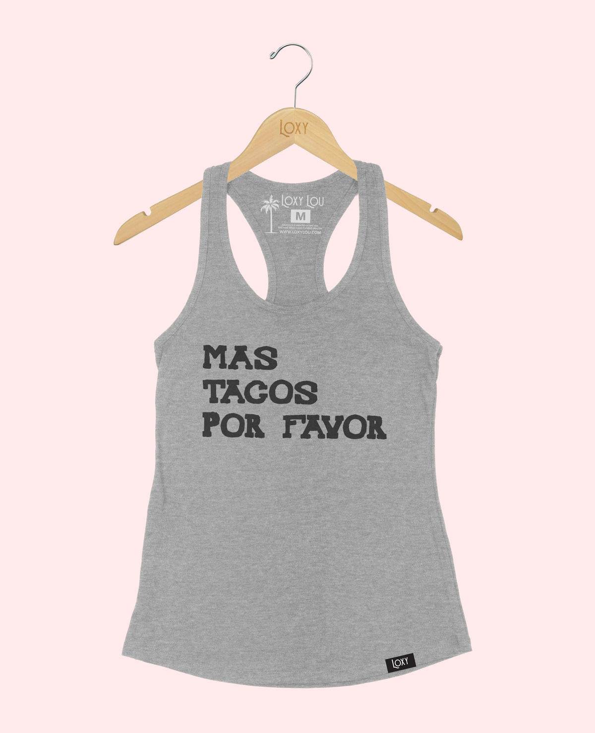 Heather Gray Tank Top 1533 Mas Tacos Por Favor - Black.webp