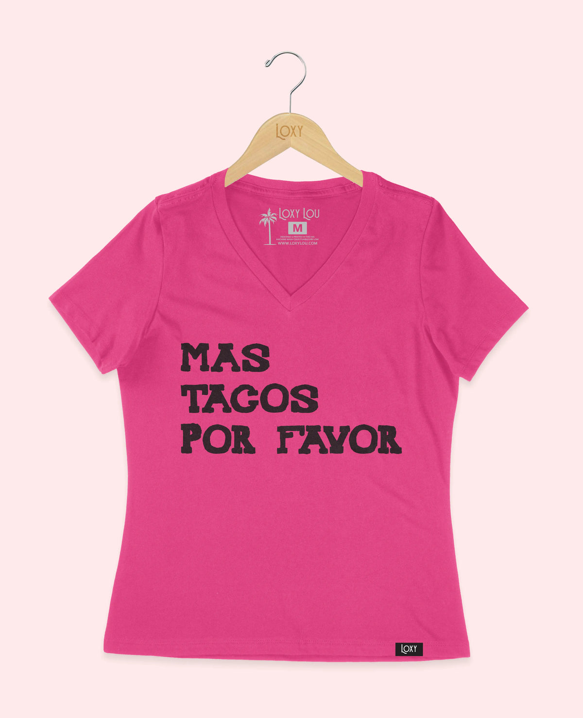 Berry V-neck 6405 Mas Tacos Por Favor - Black.webp