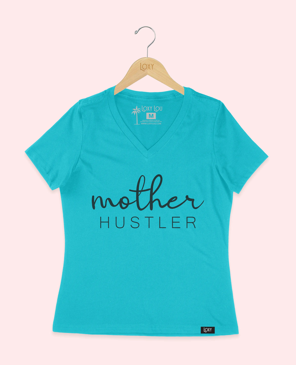 Turquiose V-neck 6405 Mother Hustler - Black.webp