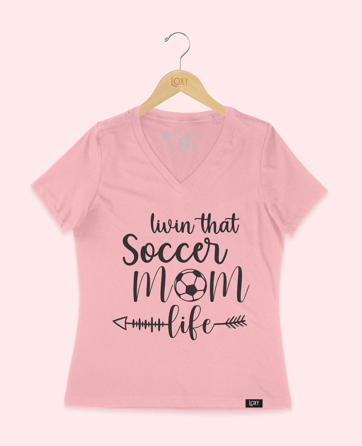 Pink V-neck 6405 Soccer Mom Life - Black.webp