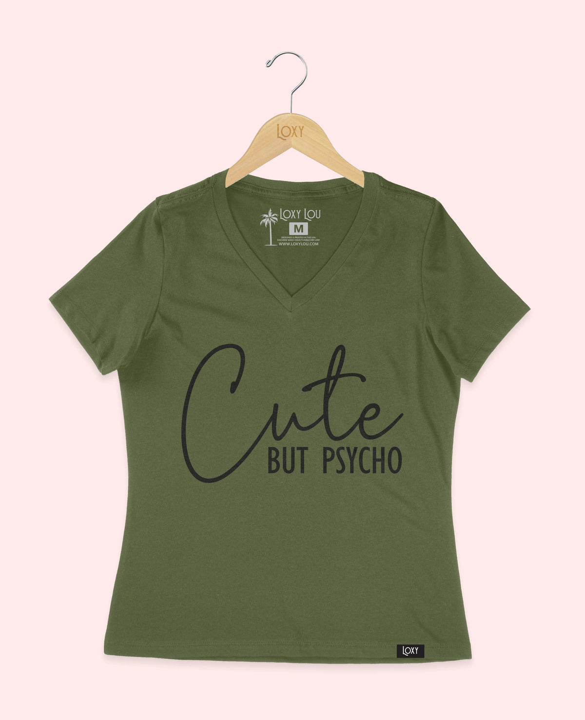 Military Green V-neck 6405 cutebutpsycho1w.webp