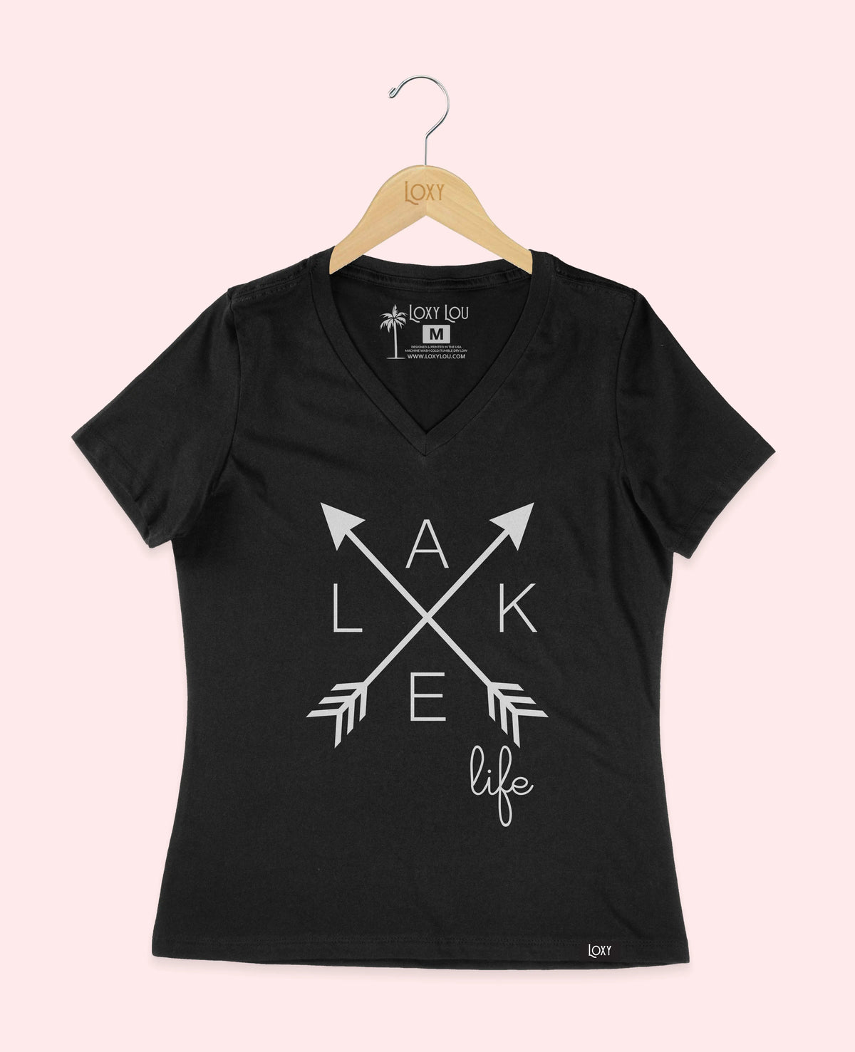 Black V-neck 6405 Lake Life - White.webp