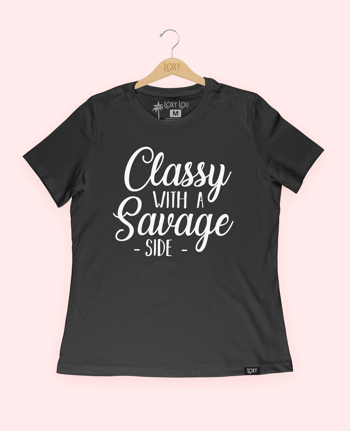 Black Tee 6400 Classy as savage WHITE.webp