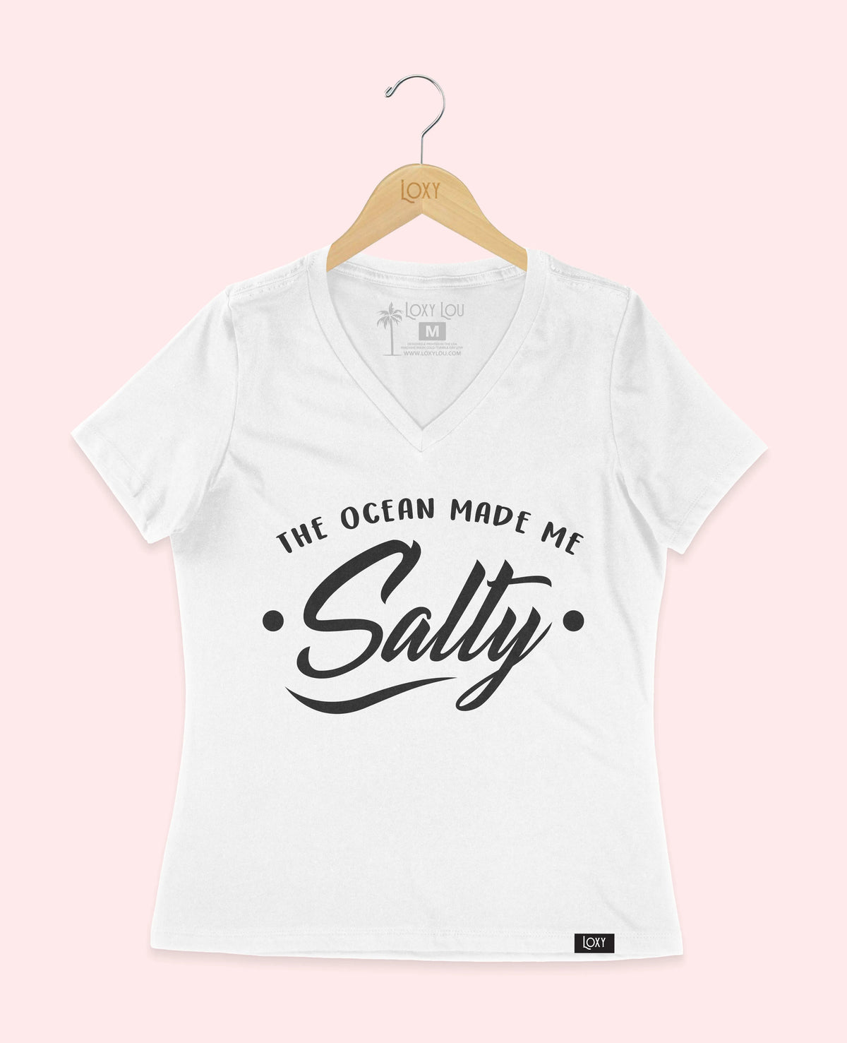 White V-neck 6405 The Ocean Made ME Salty - White.webp