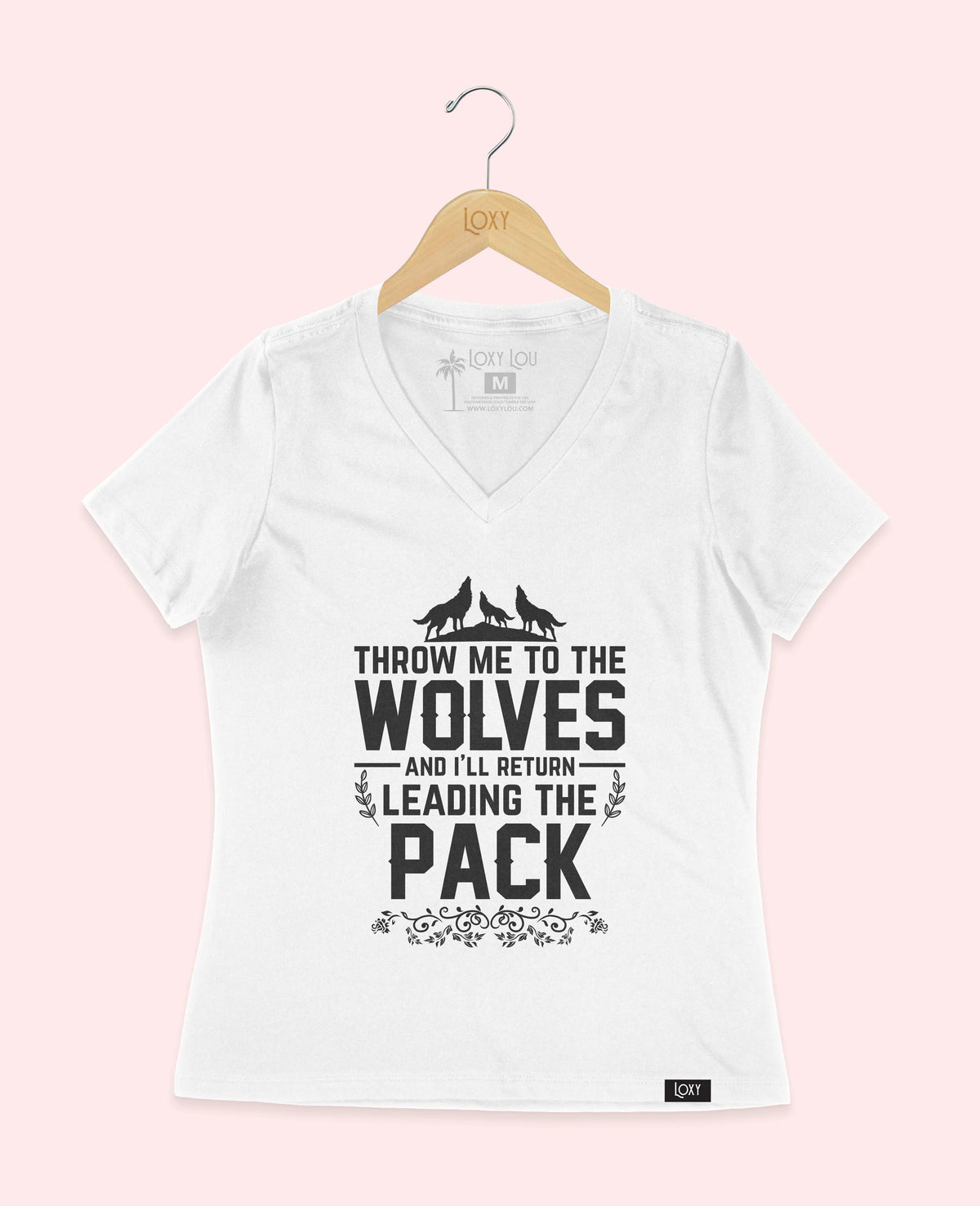 White V-neck 6405 Throw me to the wolves - white.webp