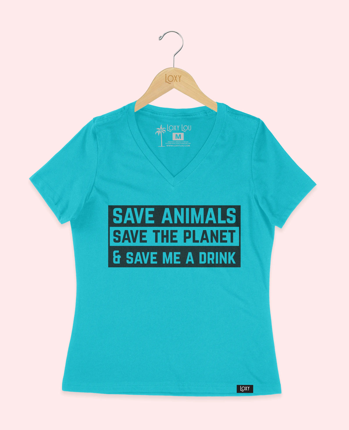 Turquiose V-neck 6405 save animales black.webp