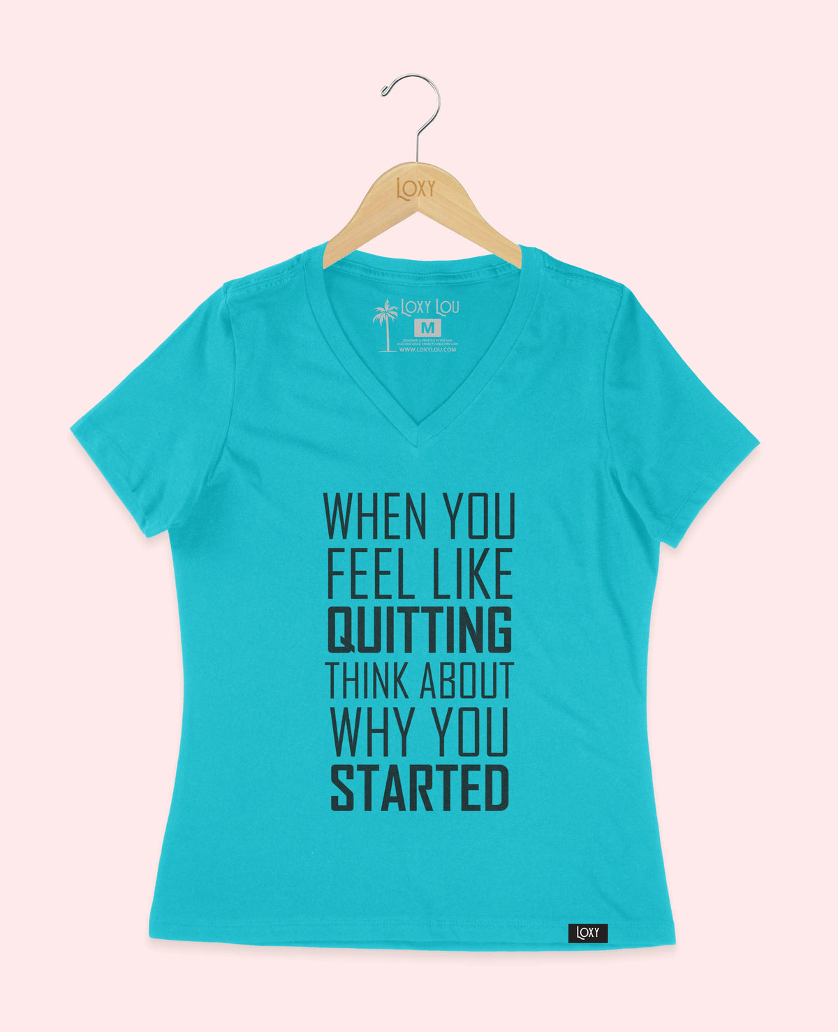 Turquiose V-neck 6405 When You Feel Like Quitting - White.webp