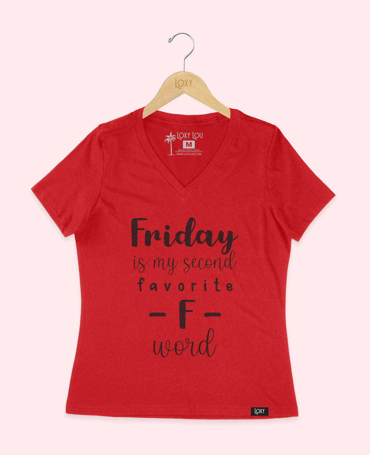 Red V-neck 6405 Friday Is My Second Favorite - Black.webp