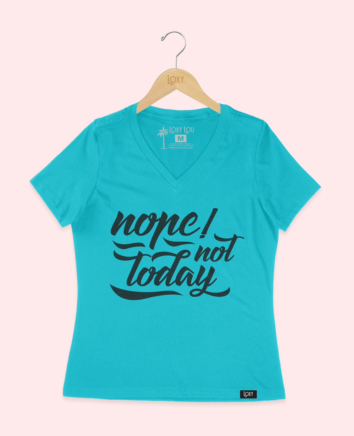 Turquiose V-neck 6405 nope not today - white.webp