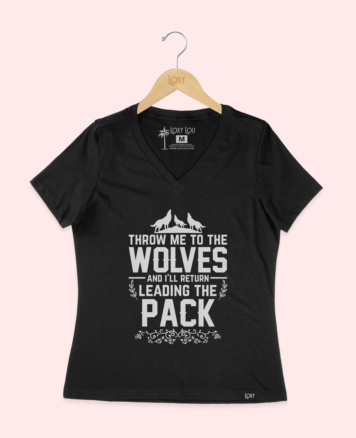 Black V-neck 6405 Throw me to the wolves - black.webp