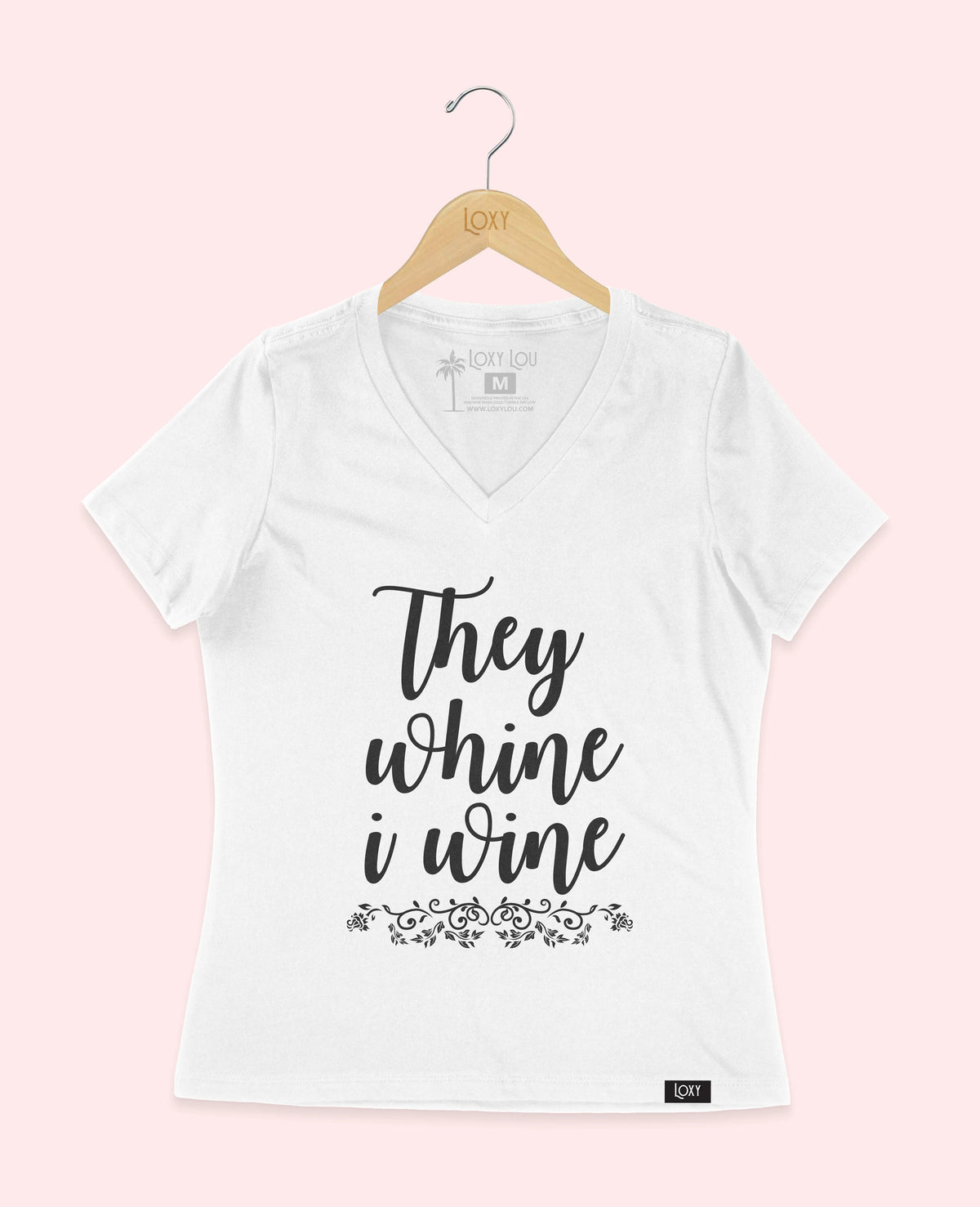 White V-neck 6405 They whine I wine - black.webp