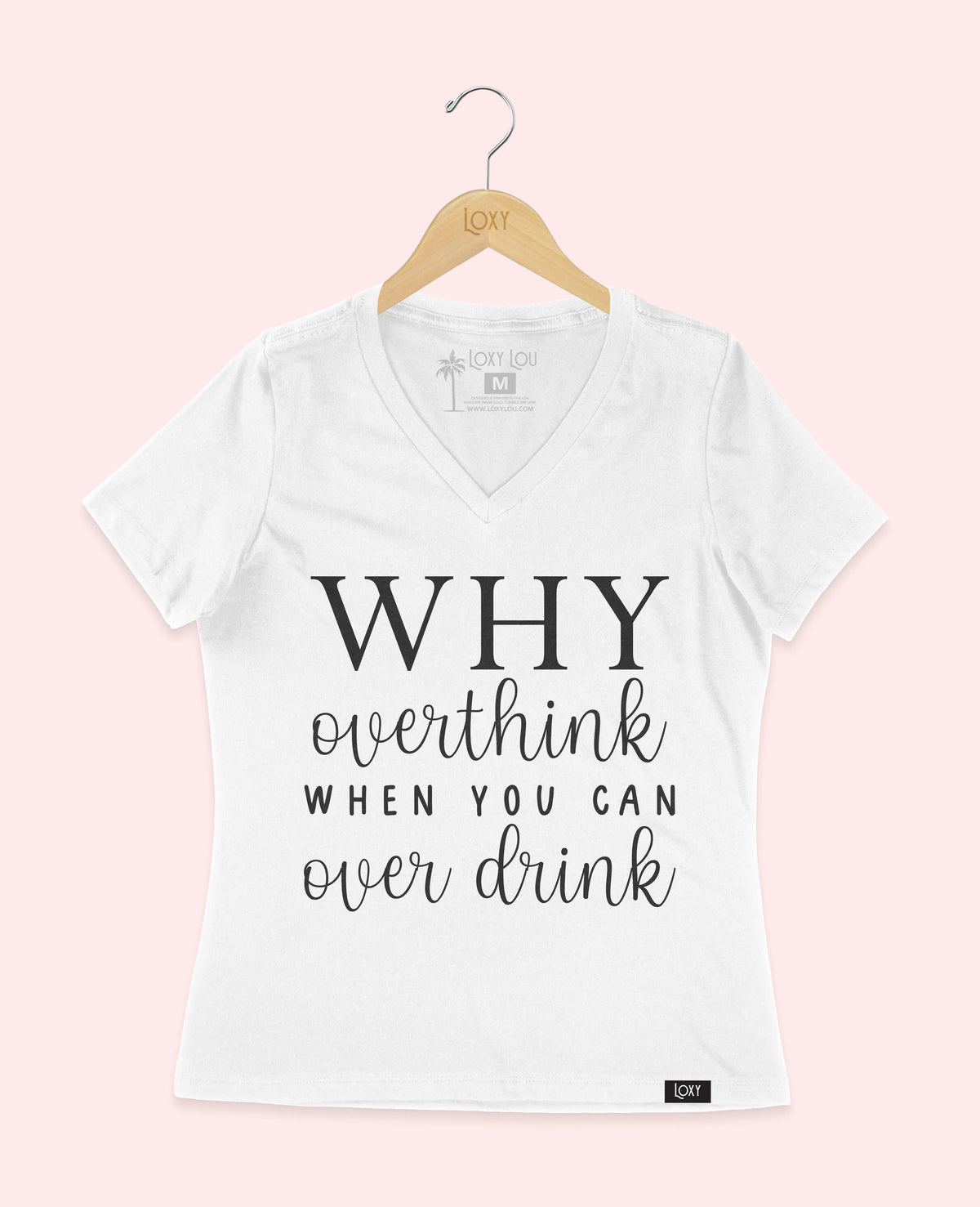 White V-neck 6405 Why Overthink - Black.webp