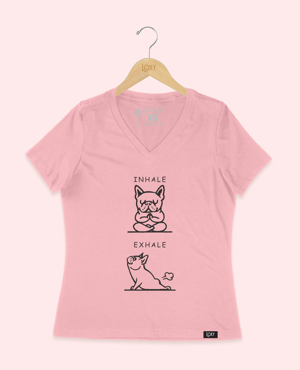 Pink V-neck 6405 inhaleexhalefrenchie1w.webp