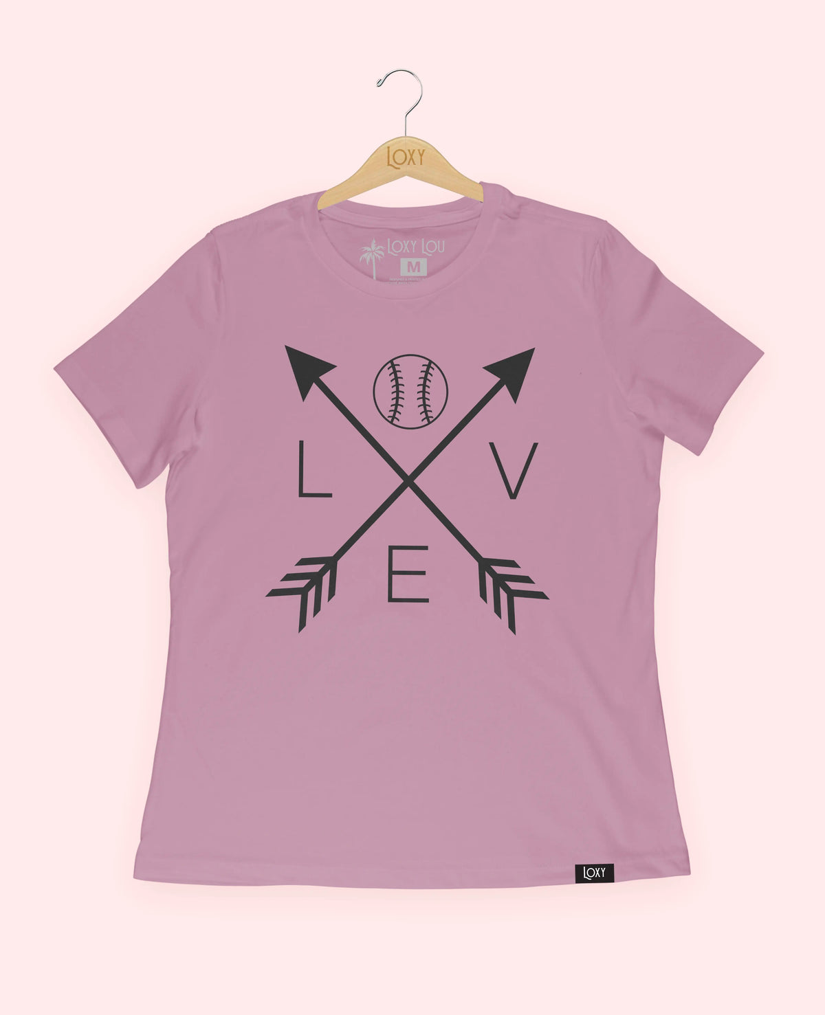 Orchid Tee 6400 LoveBaseballArrows-Black.webp