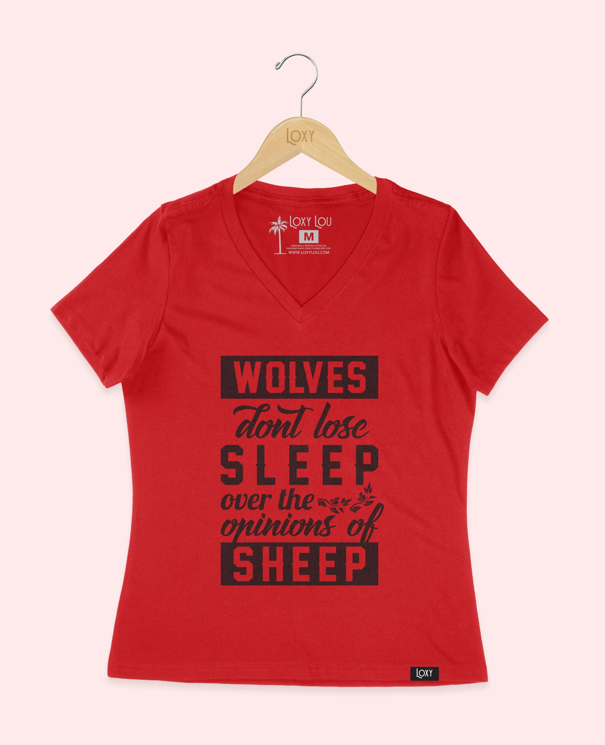 Red V-neck 6405 Wolves don't lose sleep - white.webp