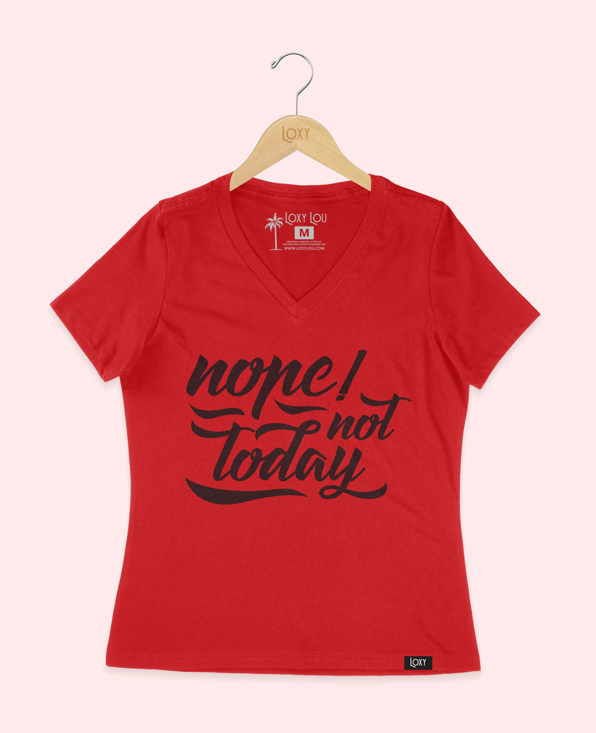 Red V-neck 6405 nope not today - white.webp