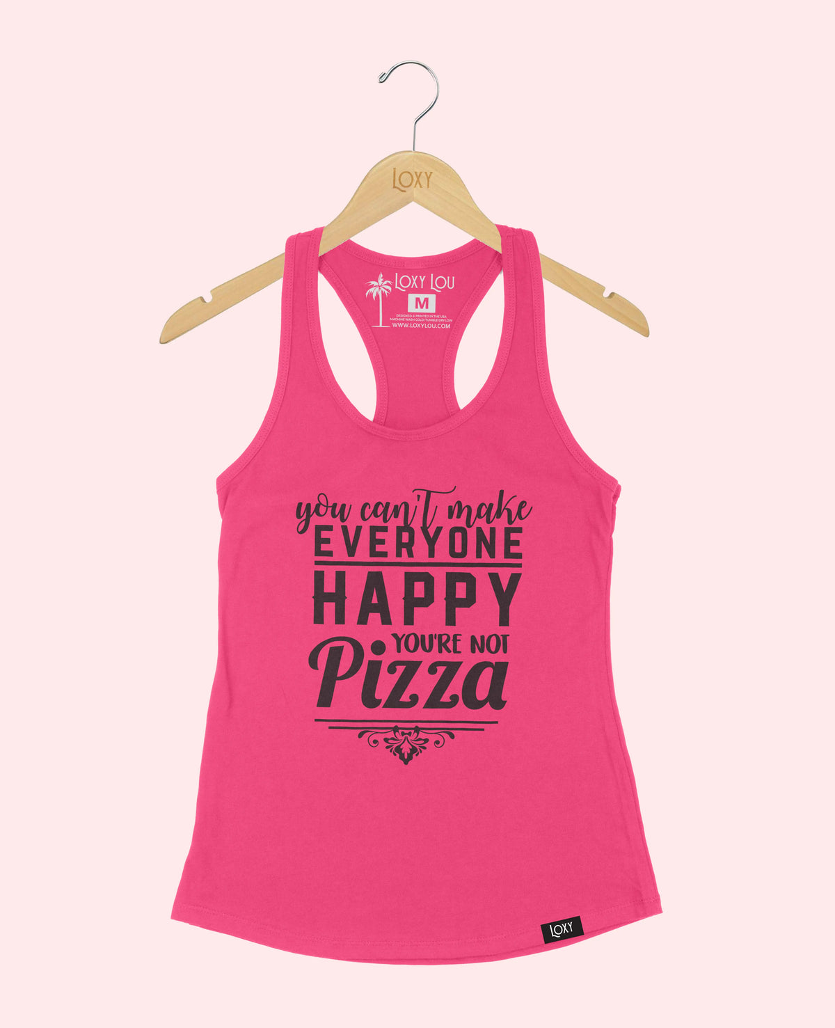 Pink Tank Top 1533 you cant make everyone PIZZA - black logo.webp