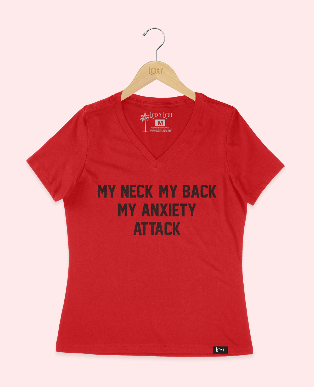 Red V-neck 6405 My neck my back - Black.webp