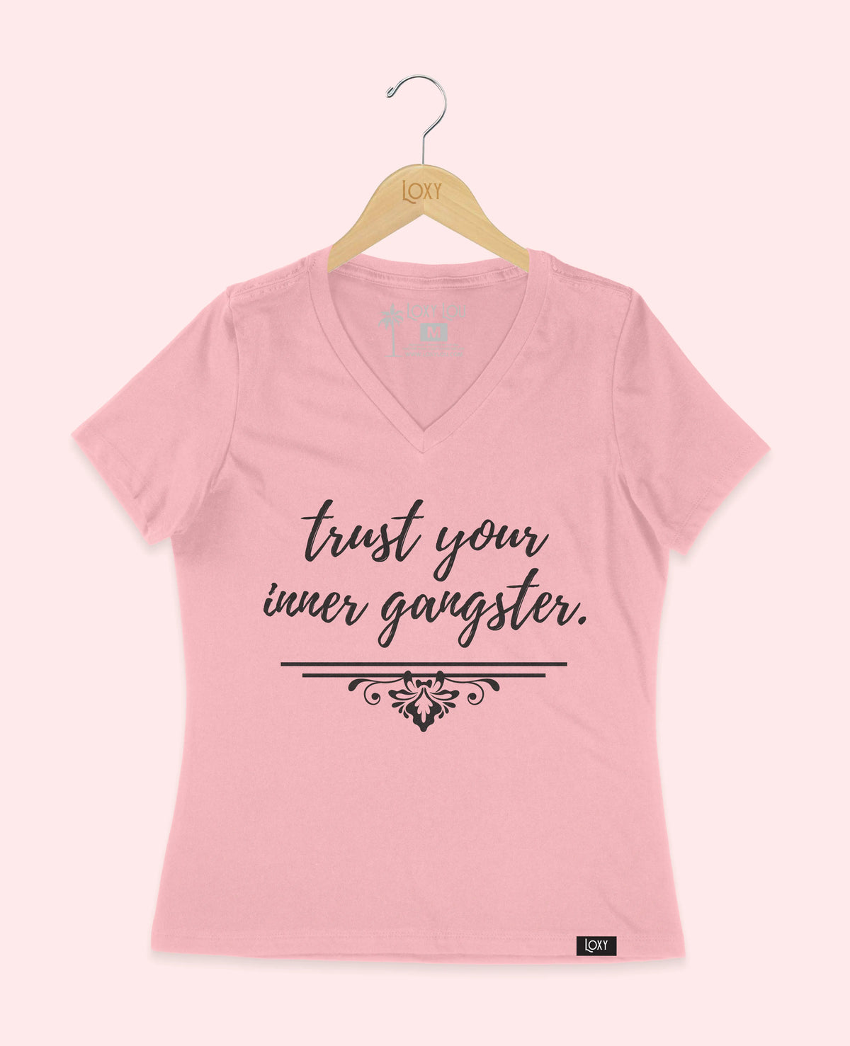 Pink V-neck 6405 Trust Your inner Gangster - Black.webp