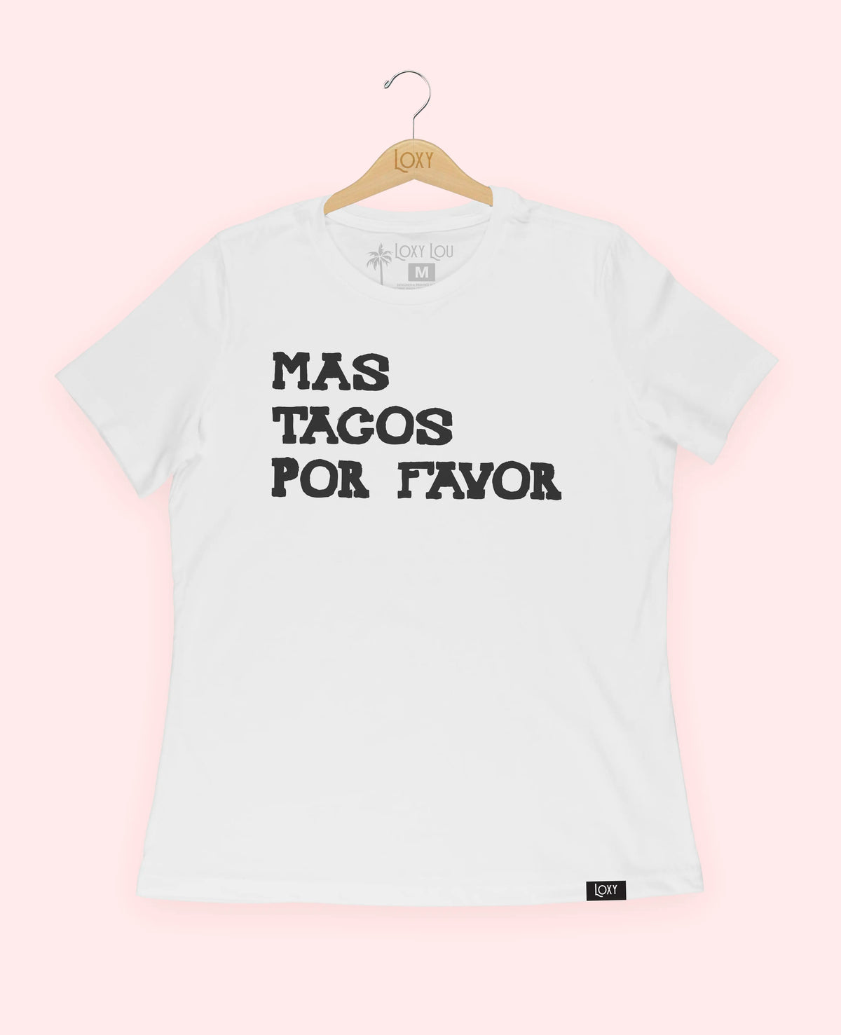 White Tee 6400 Mas Tacos Por Favor - Black.webp