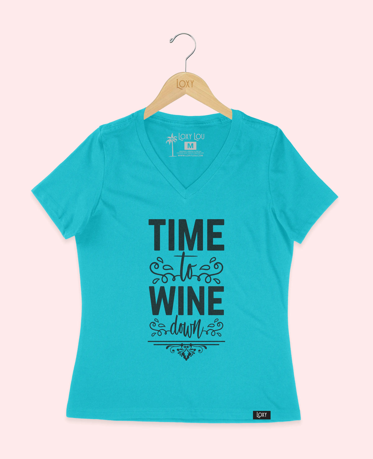 Turquiose V-neck 6405 Time to Whine - Black.webp