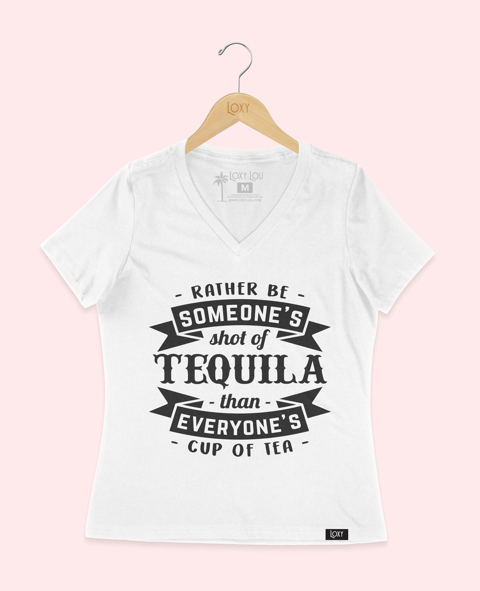 White V-neck 6405 Rather be someones shot of tequila blk.webp