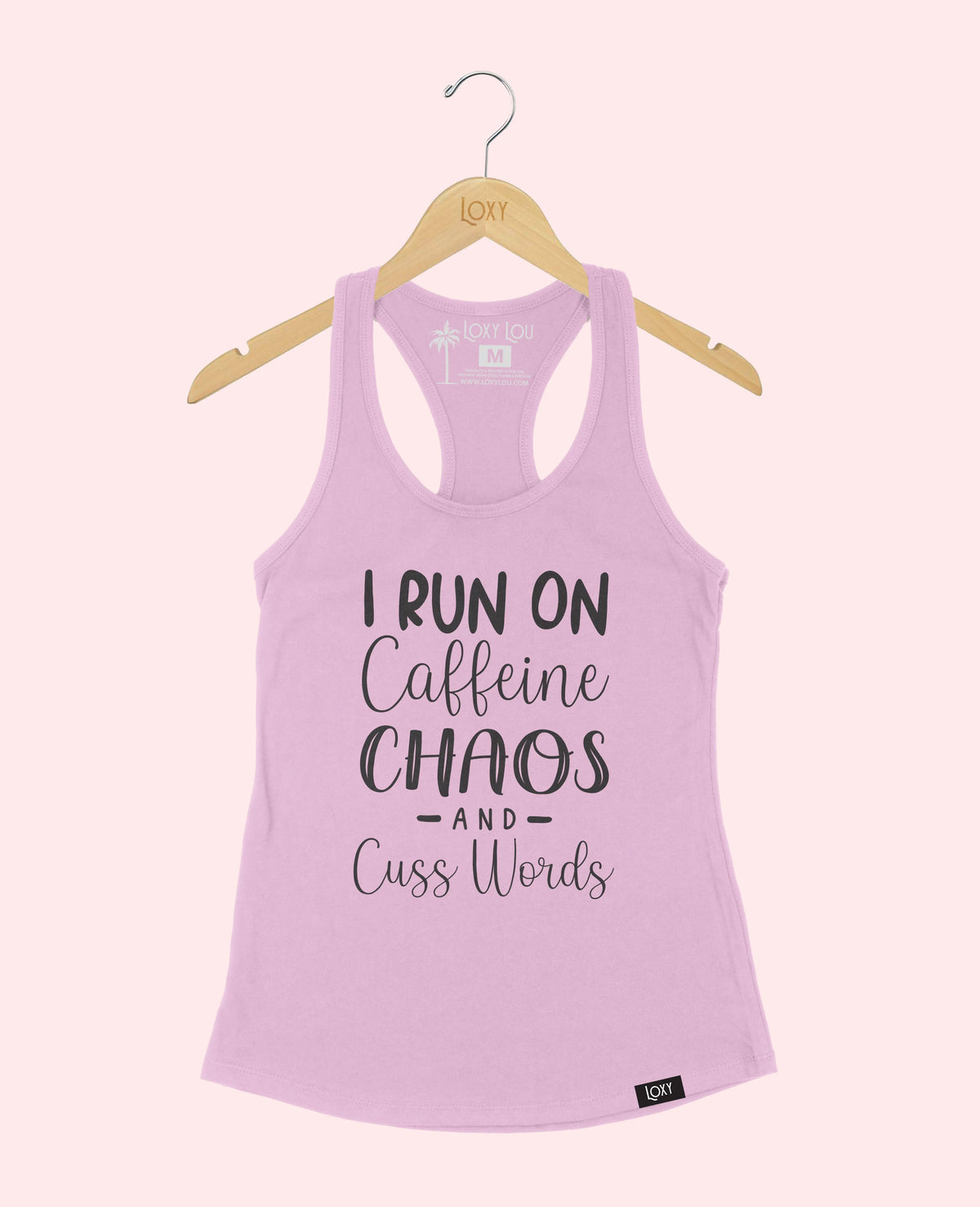 Lavender Tank Top 1533 Caffeine Chaos &amp; Cuss Words - Black.webp