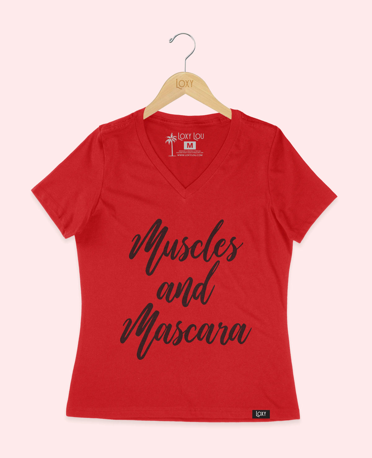 Red V-neck 6405 Muscles and Mascara - White.webp