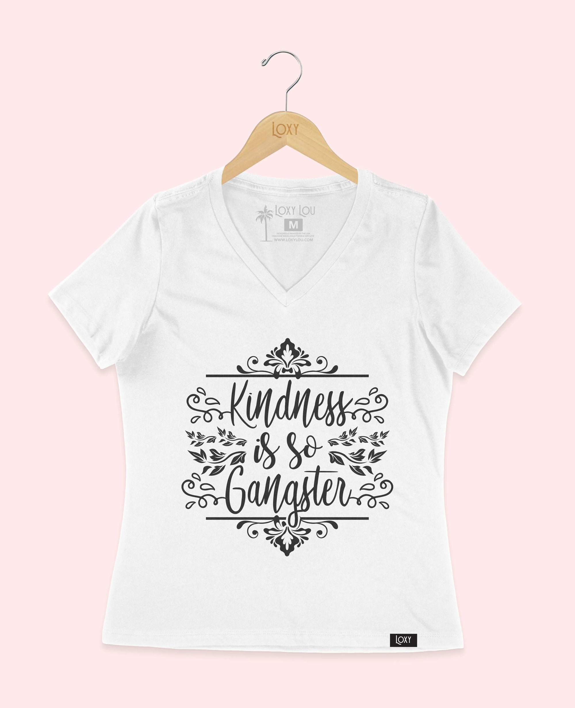 White V-neck 6405 Kindness is so gangster white.webp