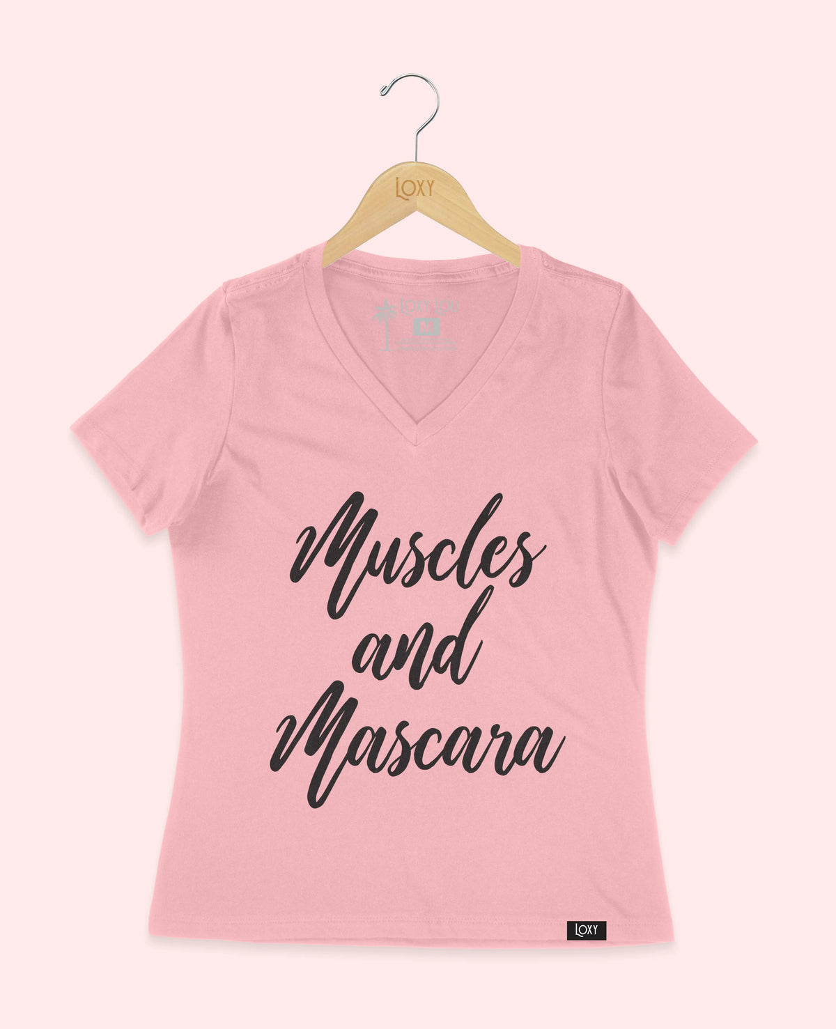 Pink V-neck 6405 Muscles and Mascara - White.webp